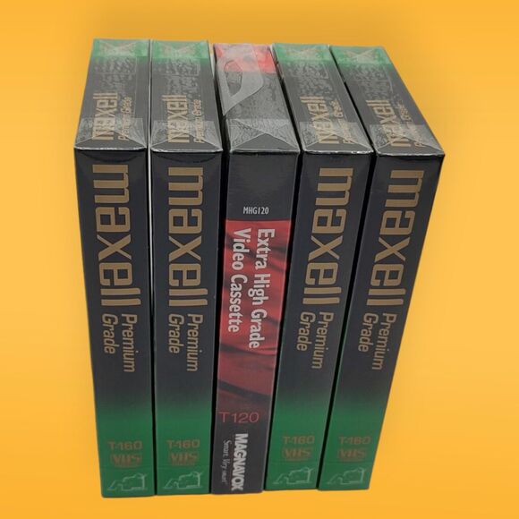 NEW Maxell Premium Grade VHS T160 (4 Videocassettes) + 1 Magnavox T120 Extra HG - Picture 3 of 13